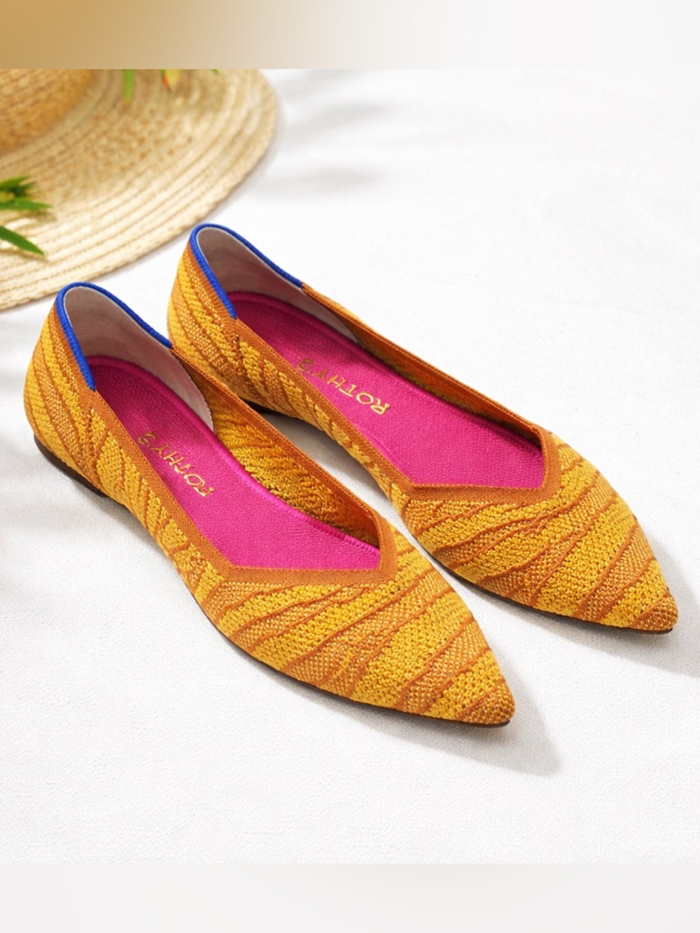 Rothy’s The Point Flats 8.5 Marigold Orange Knit Limited Edition